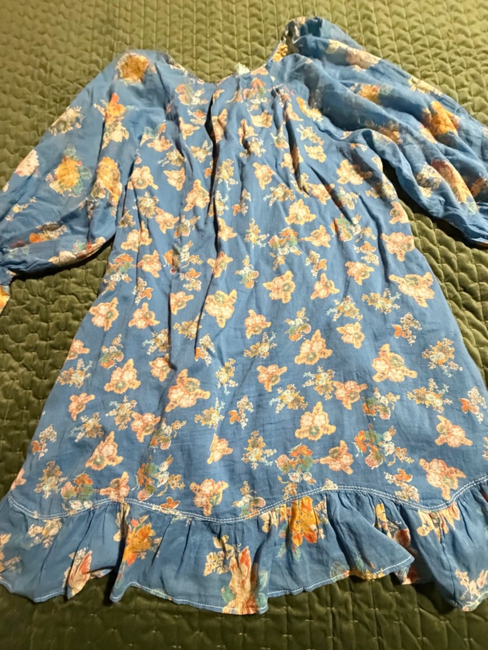Free People Camella Floral Print Smock Mini Dress blue size XS - Picture 10 of 13